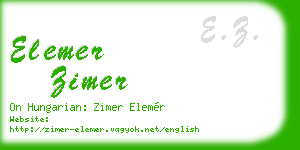 elemer zimer business card